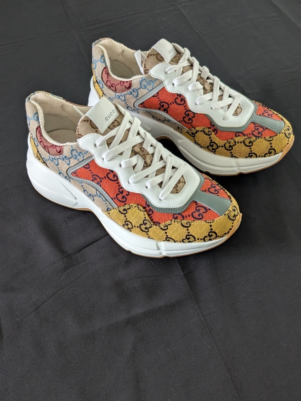 GUCCI Rhyton GG Multicolor Canvas Chunky Platform Sneakers Womens 11 EU 41 Italy